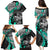 Personalised Polynesia Skull Family Matching Puletasi Dress and Hawaiian Shirt Tattoo In The Style Of Maori With Marine Life Aqua - Wonder Print Shop