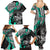 Personalised Polynesia Skull Family Matching Summer Maxi Dress and Hawaiian Shirt Tattoo In The Style Of Maori With Marine Life Aqua - Wonder Print Shop