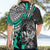 Personalised Polynesia Skull Hawaiian Shirt Tattoo In The Style Of Maori With Marine Life Aqua - Wonder Print Shop