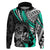 Personalised Polynesia Skull Hoodie Tattoo In The Style Of Maori With Marine Life Aqua - Wonder Print Shop