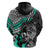 Personalised Polynesia Skull Hoodie Tattoo In The Style Of Maori With Marine Life Aqua - Wonder Print Shop