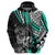 Personalised Polynesia Skull Hoodie Tattoo In The Style Of Maori With Marine Life Aqua - Wonder Print Shop