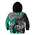 Personalised Polynesia Skull Kid Hoodie Tattoo In The Style Of Maori With Marine Life Aqua - Wonder Print Shop