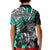 Personalised Polynesia Skull Kid Polo Shirt Tattoo In The Style Of Maori With Marine Life Aqua - Wonder Print Shop