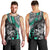 Personalised Polynesia Skull Men Tank Top Tattoo In The Style Of Maori With Marine Life Aqua - Wonder Print Shop