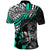 Personalised Polynesia Skull Polo Shirt Tattoo In The Style Of Maori With Marine Life Aqua - Wonder Print Shop