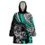 Personalised Polynesia Skull Wearable Blanket Hoodie Tattoo In The Style Of Maori With Marine Life Aqua - Wonder Print Shop