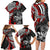 Personalised Polynesia Skull Family Matching Long Sleeve Bodycon Dress and Hawaiian Shirt Tattoo In The Style Of Maori With Marine Life Red LT9 - Wonder Print Shop