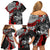 Personalised Polynesia Skull Family Matching Off Shoulder Short Dress and Hawaiian Shirt Tattoo In The Style Of Maori With Marine Life Red LT9 - Wonder Print Shop