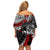 Personalised Polynesia Skull Family Matching Off Shoulder Short Dress and Hawaiian Shirt Tattoo In The Style Of Maori With Marine Life Red LT9 - Wonder Print Shop