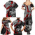 Personalised Polynesia Skull Family Matching Summer Maxi Dress and Hawaiian Shirt Tattoo In The Style Of Maori With Marine Life Red - Wonder Print Shop