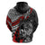 Personalised Polynesia Skull Hoodie Tattoo In The Style Of Maori With Marine Life Red - Wonder Print Shop