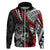 Personalised Polynesia Skull Hoodie Tattoo In The Style Of Maori With Marine Life Red - Wonder Print Shop