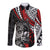 Personalised Polynesia Skull Long Sleeve Button Shirt Tattoo In The Style Of Maori With Marine Life Red - Wonder Print Shop