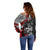 Personalised Polynesia Skull Off Shoulder Sweater Tattoo In The Style Of Maori With Marine Life Red - Wonder Print Shop