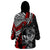 Personalised Polynesia Skull Wearable Blanket Hoodie Tattoo In The Style Of Maori With Marine Life Red - Wonder Print Shop