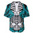 Personalised Polynesia Skull Baseball Jersey With Boars Tusk Aqua Arty Vibe LT9 - Wonder Print Shop