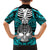 Personalised Polynesia Skull Family Matching Long Sleeve Bodycon Dress and Hawaiian Shirt With Boars Tusk Aqua Arty Vibe LT9 - Wonder Print Shop