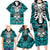 Personalised Polynesia Skull Family Matching Long Sleeve Bodycon Dress and Hawaiian Shirt With Boars Tusk Aqua Arty Vibe LT9 - Wonder Print Shop