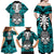 Personalised Polynesia Skull Family Matching Off Shoulder Maxi Dress and Hawaiian Shirt With Boars Tusk Aqua Arty Vibe LT9 - Wonder Print Shop