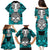 Personalised Polynesia Skull Family Matching Puletasi Dress and Hawaiian Shirt With Boars Tusk Aqua Arty Vibe - Wonder Print Shop