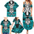 Personalised Polynesia Skull Family Matching Summer Maxi Dress and Hawaiian Shirt With Boars Tusk Aqua Arty Vibe - Wonder Print Shop