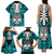 Personalised Polynesia Skull Family Matching Tank Maxi Dress and Hawaiian Shirt With Boars Tusk Aqua Arty Vibe - Wonder Print Shop