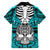 Personalised Polynesia Skull Hawaiian Shirt With Boars Tusk Aqua Arty Vibe - Wonder Print Shop