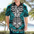 Personalised Polynesia Skull Hawaiian Shirt With Boars Tusk Aqua Arty Vibe - Wonder Print Shop