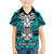 Personalised Polynesia Skull Hawaiian Shirt With Boars Tusk Aqua Arty Vibe - Wonder Print Shop