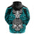 Personalised Polynesia Skull Hoodie With Boars Tusk Aqua Arty Vibe - Wonder Print Shop