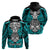 Personalised Polynesia Skull Hoodie With Boars Tusk Aqua Arty Vibe - Wonder Print Shop