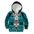 Personalised Polynesia Skull Kid Hoodie With Boars Tusk Aqua Arty Vibe - Wonder Print Shop