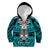 Personalised Polynesia Skull Kid Hoodie With Boars Tusk Aqua Arty Vibe - Wonder Print Shop