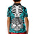 Personalised Polynesia Skull Kid Polo Shirt With Boars Tusk Aqua Arty Vibe - Wonder Print Shop