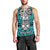 Personalised Polynesia Skull Men Tank Top With Boars Tusk Aqua Arty Vibe - Wonder Print Shop