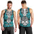 Personalised Polynesia Skull Men Tank Top With Boars Tusk Aqua Arty Vibe - Wonder Print Shop