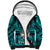 Personalised Polynesia Skull Sherpa Hoodie With Boars Tusk Aqua Arty Vibe - Wonder Print Shop