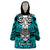 Personalised Polynesia Skull Wearable Blanket Hoodie With Boars Tusk Aqua Arty Vibe - Wonder Print Shop