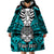 Personalised Polynesia Skull Wearable Blanket Hoodie With Boars Tusk Aqua Arty Vibe - Wonder Print Shop