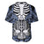 Personalised Polynesia Skull Baseball Jersey With Boars Tusk Blue Arty Vibe LT9 - Wonder Print Shop