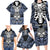 Personalised Polynesia Skull Family Matching Long Sleeve Bodycon Dress and Hawaiian Shirt With Boars Tusk Blue Arty Vibe LT9 - Wonder Print Shop