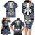 Personalised Polynesia Skull Family Matching Long Sleeve Bodycon Dress and Hawaiian Shirt With Boars Tusk Blue Arty Vibe LT9 - Wonder Print Shop