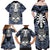 Personalised Polynesia Skull Family Matching Off Shoulder Maxi Dress and Hawaiian Shirt With Boars Tusk Blue Arty Vibe LT9 - Wonder Print Shop