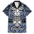 Personalised Polynesia Skull Family Matching Puletasi Dress and Hawaiian Shirt With Boars Tusk Blue Arty Vibe - Wonder Print Shop