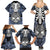 Personalised Polynesia Skull Family Matching Summer Maxi Dress and Hawaiian Shirt With Boars Tusk Blue Arty Vibe - Wonder Print Shop