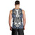 Personalised Polynesia Skull Men Tank Top With Boars Tusk Blue Arty Vibe - Wonder Print Shop