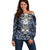 Personalised Polynesia Skull Off Shoulder Sweater With Boars Tusk Blue Arty Vibe - Wonder Print Shop