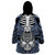 Personalised Polynesia Skull Wearable Blanket Hoodie With Boars Tusk Blue Arty Vibe - Wonder Print Shop