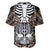 Personalised Polynesia Skull Baseball Jersey With Boars Tusk Gold Arty Vibe LT9 - Wonder Print Shop